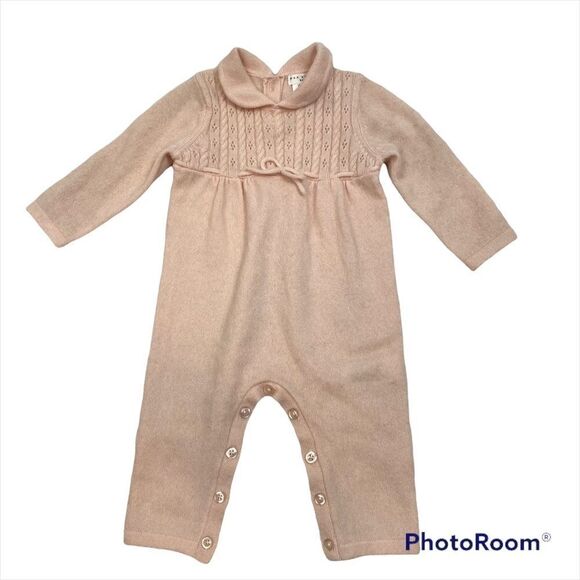 Brand New With Tags Max Studio Baby Pink Cashmere Long Sleeved One Piece 3-6 mos - Picture 1 of 11